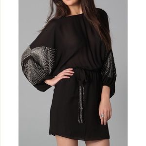 Parker dress with batwing beaded sleeves